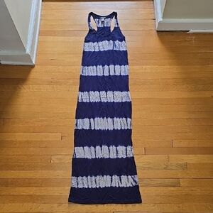 Leo Meets Virgo, Tie Dye Racerback Maxi Dress, Blue, EUC, Women's XS